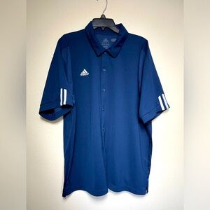 Men’s Adidas Button Down Short Sleeve Sark Blue Size Large EUC